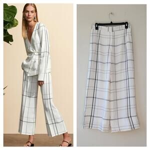 Protagonist Windowpane Plaid Viscose Fluid Wide Leg Trousers Spring 2017 small
